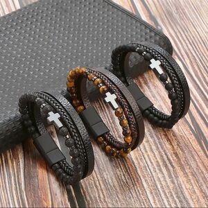Men's Black and Brown Beaded Bracelets